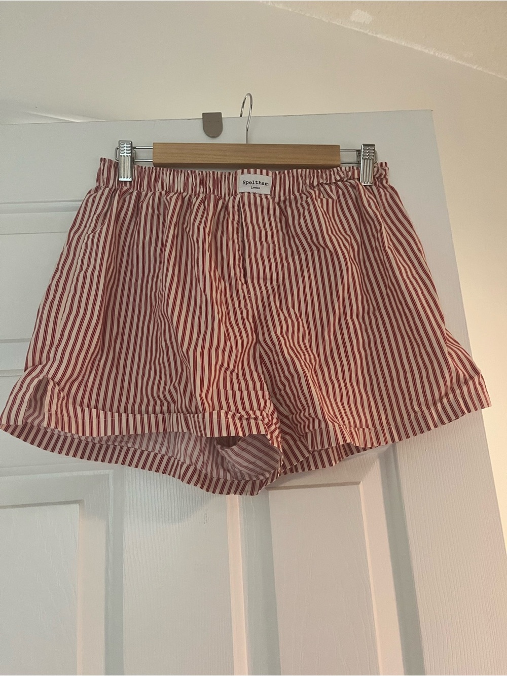 Speltham Red and White Striped High-Waist Shorts